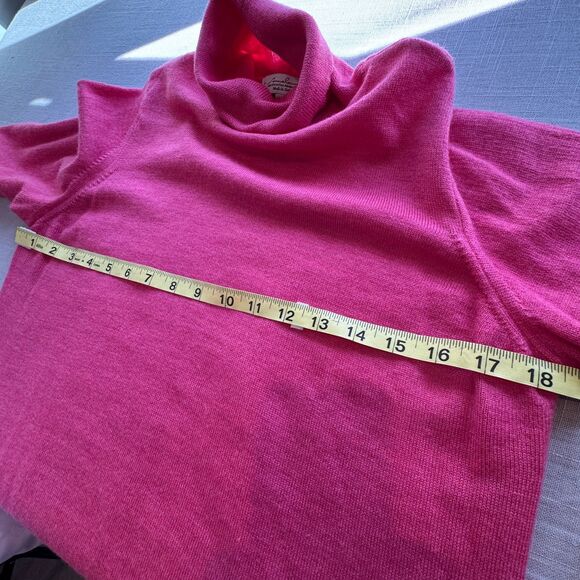 Anna Laura Hot Pink Extra Fine Merino Wool Turtleneck SZ L Classic Essential - Picture 4 of 6